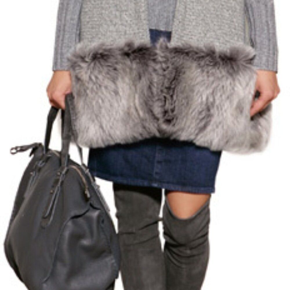 Ralph Lauren Pre-Fall ‘14 Collection Gray Cashmere Shearling Open Cardigan Vest - Picture 3 of 16